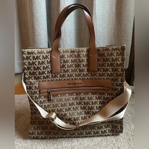 Michael Kors Tan and Brown Monogram Tote
